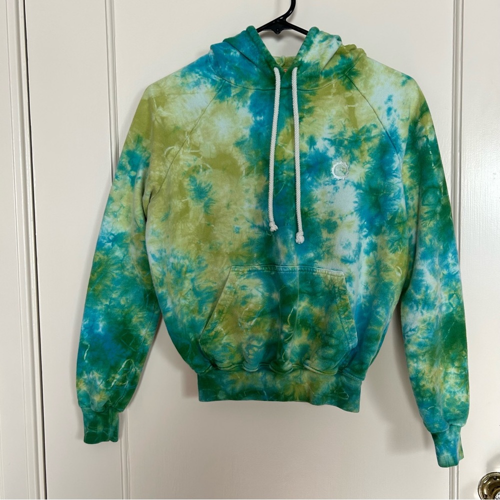 Big Bud Press Lightweight Hoodie, Tie Dye Green. Size P.